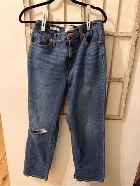 Universal Thread Blue Distressed High-Rise Straight Jeans